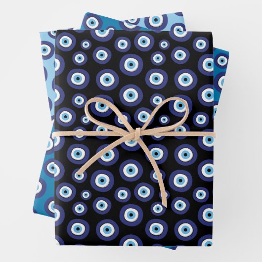 Grieks Evil Eye Patroon Verpakking Papier Bladen Inpakpapier Vel (In situ)