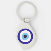 Grieks Evil Eye Verdrietig Design Sleutelhanger (Voorkant)