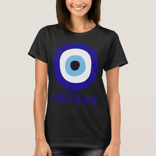 Grieks Evil Eye Vrouwen Zwart T-shirt (Voorkant)