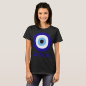 Grieks Evil Eye Vrouwen Zwart T-shirt (Voorkant volledig)