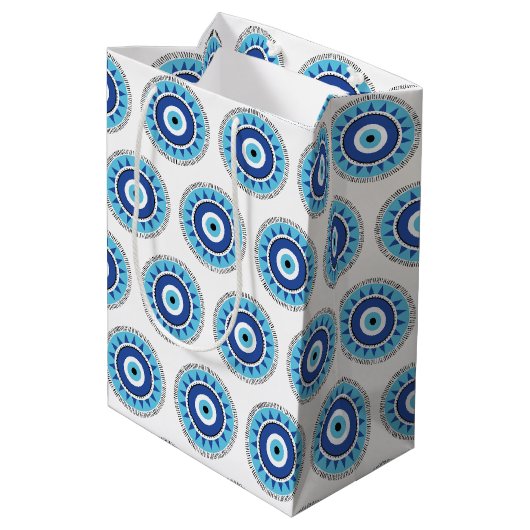 Grieks Evil White Medium Cadeauzakje (Achterkant Gekanteld)