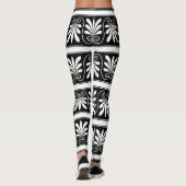 Grieks flessenpatroon zwart-wit leggings (Achterkant)