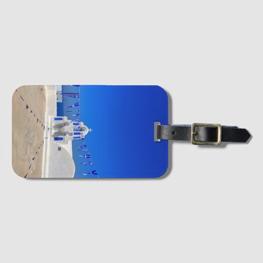 Grieks gebouw van de witte kerk van de Griekse vla Bagagelabel (Voorkant (horizontaal))