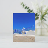 Grieks gebouw van de witte kerk van de Griekse vla Briefkaart (Staand voorkant)