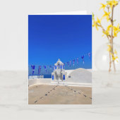 Grieks gebouw van de witte kerk van de Griekse vla Kaart (Gele Bloem)