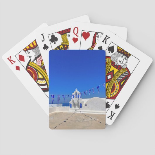 Grieks gebouw van de witte kerk van de Griekse vla Pokerkaarten (Achterkant)