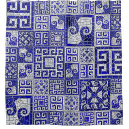 Grieks Gebroken Tegel Mozaïek Kunst Douchegordijn