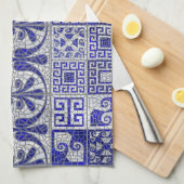 Grieks Gebroken Tegel Mozaïek Kunst Theedoek (Quarter Fold)