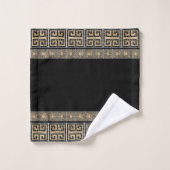 Grieks Gebroken Tegel Mozaïek Zwart en goud Bad Handdoek (Wasdoekje)