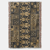 Grieks Gebroken Tegel Mozaïek Zwart en goud Deken (Voorkant Verticaal)