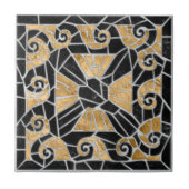 Grieks Gebroken Tegel Mozaïek Zwart en goud Tegeltje (Voorkant)