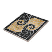 Grieks Gebroken Tegel Mozaïek Zwart en goud Tegeltje (Zijkant)