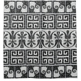 Grieks Gebroken Tegel Mozaïek Zwart Marmer Douchegordijn