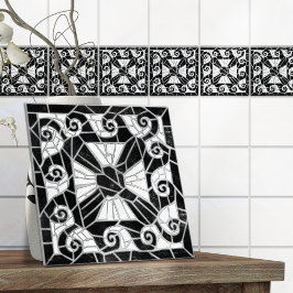 Grieks Gebroken Tegel Mozaïek Zwart Marmer Tegeltje