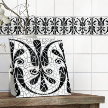 Grieks Gebroken Tegel Mozaïek Zwart Marmer