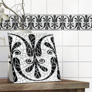 Grieks Gebroken Tegel Mozaïek Zwart Marmer Tegeltje