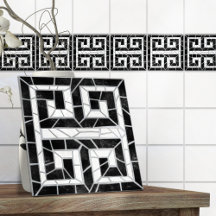 Grieks Gebroken Tegel Mozaïek Zwart Marmer