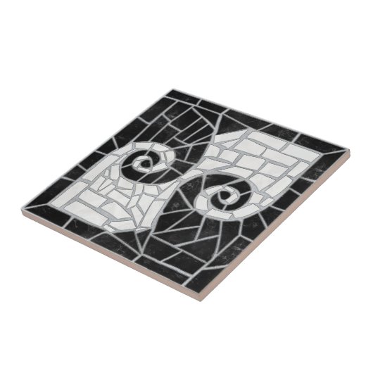 Grieks Gebroken Tegel Mozaïek Zwart Marmer Tegeltje (Zijkant)