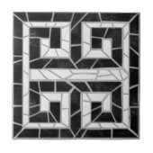 Grieks Gebroken Tegel Mozaïek Zwart Marmer Tegeltje (Voorkant)