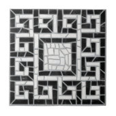 Grieks Gebroken Tegel Mozaïek Zwart Marmer Tegeltje (Voorkant)