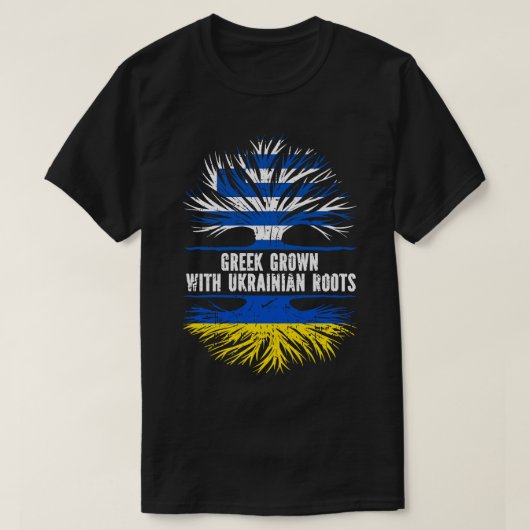 Grieks Gegroeid met Oekraïense Roots Vlag T-shirt (Design voorkant)