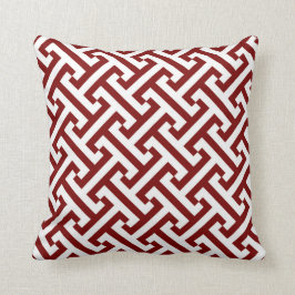 Grieks Geometrisch Patroon Rood en Wit Kussen