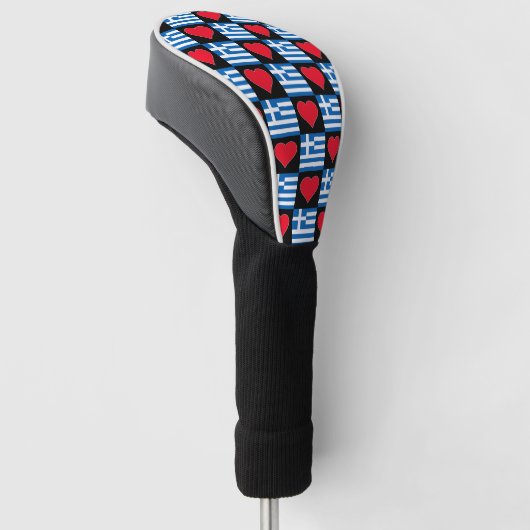 Grieks Golf Love Heart Patriotic Grieks Golfheadcover (Schuin)