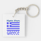 Grieks Griekenland Vlag Blauw Personalisatie Sleutelhanger (Achterkant)