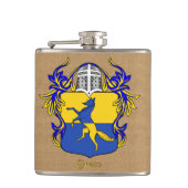 Grieks heraldisch schild met helm en mantel heupfles (Voorkant)