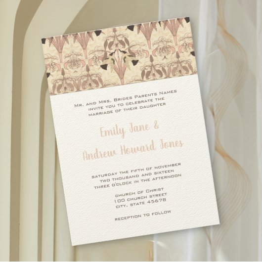 Grieks huwelijk Roze Hummingbird Art Deco Wedding Kaart