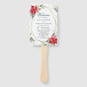 Grieks huwelijksprogramma Elegant Red Poinsettia Handwaaier (Voorkant)