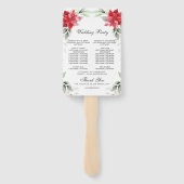 Grieks huwelijksprogramma Elegant Red Poinsettia Handwaaier (Achterkant)