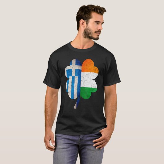 Grieks Iers Shamrock Griekenland Ierland vlag St P T-shirt (Voorkant volledig)