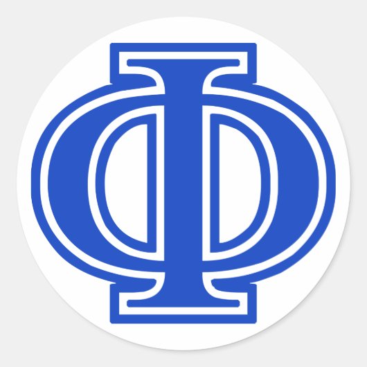 Grieks Initiaal Phi Blue Monogram Ronde Sticker (Voorkant)