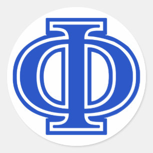 Grieks Initiaal Phi Blue Monogram Ronde Sticker