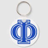 Grieks Initiaal Phi Blue Monogram Sleutelhanger (Voorkant)