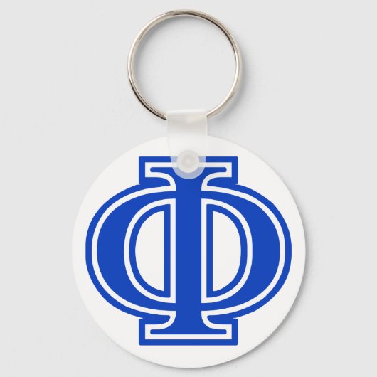 Grieks Initiaal Phi Blue Monogram Sleutelhanger (Voorkant)