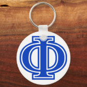 Grieks Initiaal Phi Blue Monogram Sleutelhanger (Voorkant)