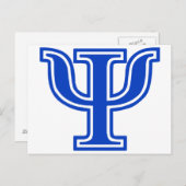 Grieks Initiaal voor Psi Blue Monogram Briefkaart (Voorkant / Achterkant)