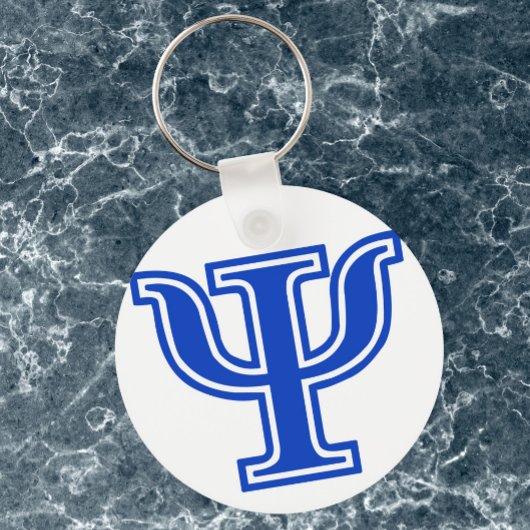 Grieks Initiaal voor Psi Blue Monogram Sleutelhanger