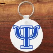 Grieks Initiaal voor Psi Blue Monogram Sleutelhanger (Voorkant)