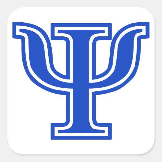 Grieks Initiaal voor Psi Blue Monogram Vierkante Sticker (Voorkant)
