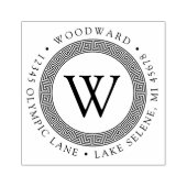 Grieks Kernmonogram Rondretouradres Rubberstempel (Afrduk)