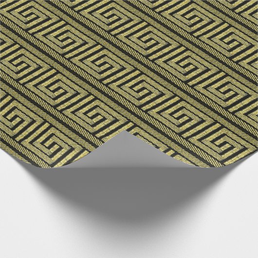 Grieks Key Klassiek ontwerp in goud & zwart Cadeaupapier (Hoek)
