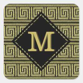 Grieks Key Klassiek ontwerp in goud & zwart Vierkante Sticker