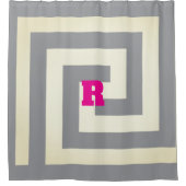  Grieks Key Monogrammen Hot Pink Grey Patterns Douchegordijn (Voorkant)