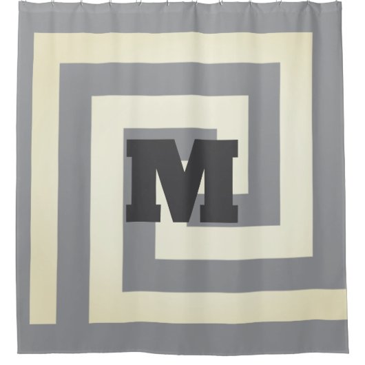  Grieks Key Monograms Grijze Patronen Trendy Douchegordijn (Voorkant)