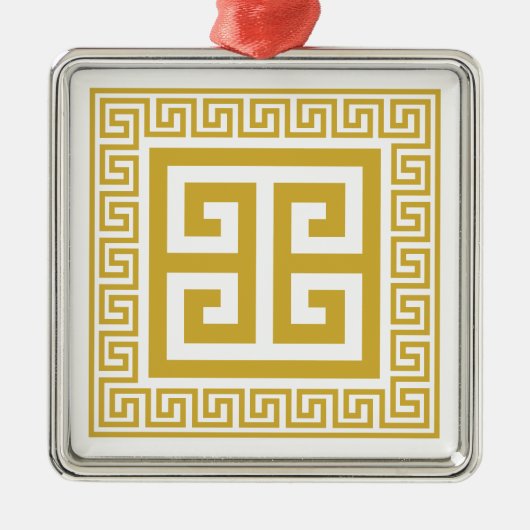 Grieks Key Pattern Golden Design Metal Ornament (Voorkant)