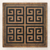Grieks Key Pattern Ontwerp Glazen Onderzetter (Voorkant)