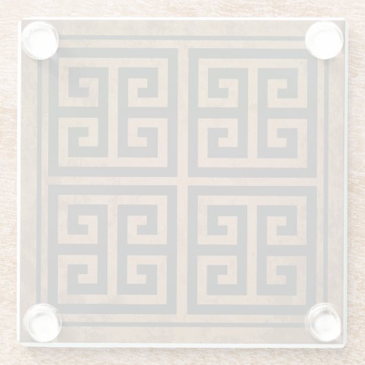 Grieks Key Pattern Ontwerp Glazen Onderzetter (Achterkant)